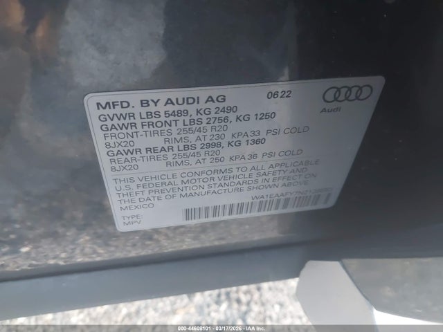 2022 AUDI Q5 WA1EAAFY7N2139683 Photo 8