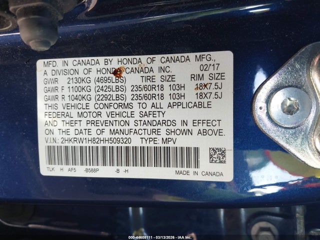 2HKRW1H82HH509320 Honda Cr-v Ex-l/ex-l Navi