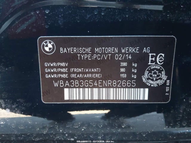 44608113 :رقم المزاد ، WBA3B3G54ENR82665 vin ، 2014 Bmw 328i Xdrive مزاد بيع