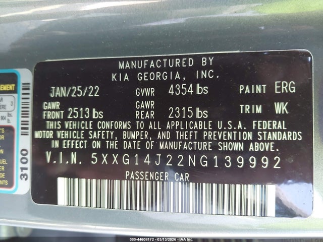 2022 KIA K5 5XXG14J22NG139992 Photo 8