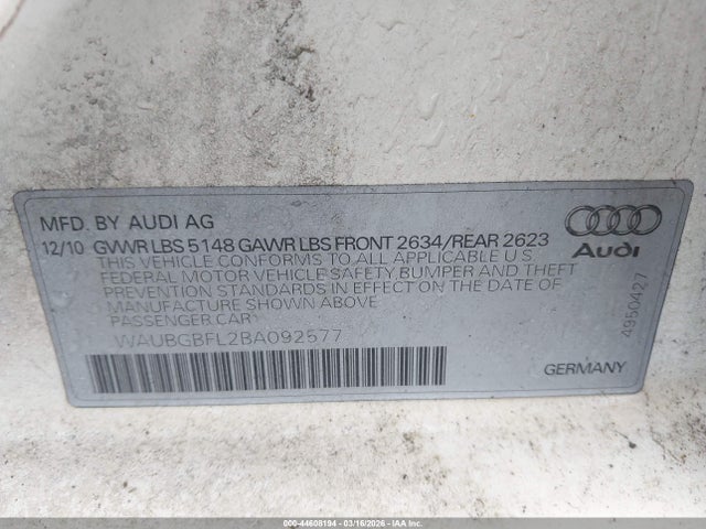 Aukcja sprzedaży 2011 Audi S4 3.0 Premium Plus, vin: WAUBGBFL2BA092577, numer aukcji: 44608194