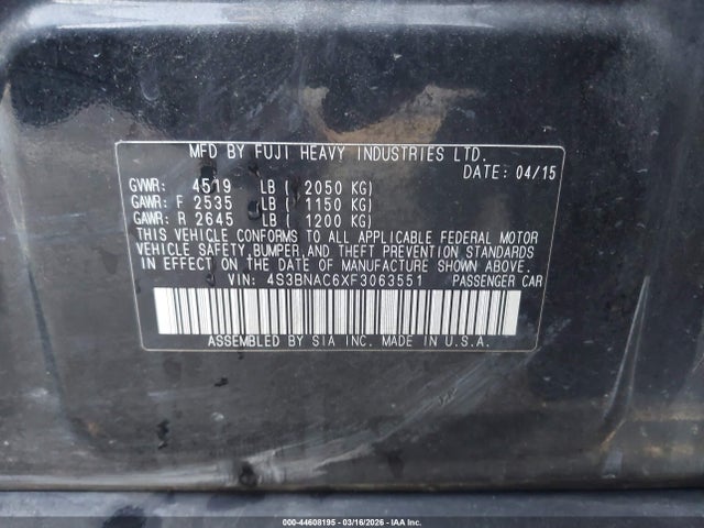 4S3BNAC6XF3063551 Subaru Legacy 2.5i Premium