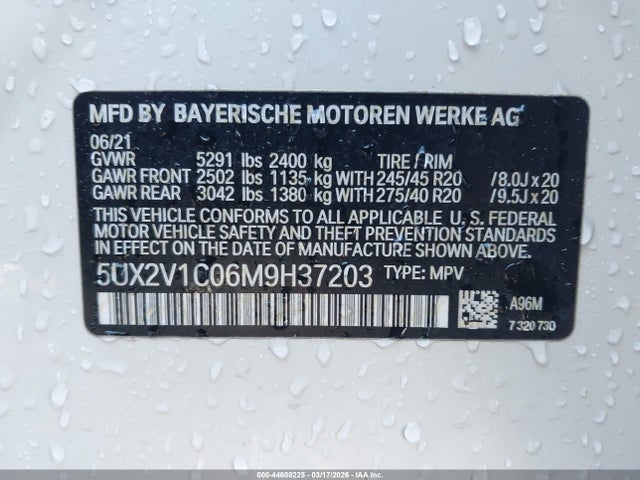 Aukcja sprzedaży 2021 Bmw X4 Xdrive30i, vin: 5UX2V1C06M9H37203, numer aukcji: 44608225