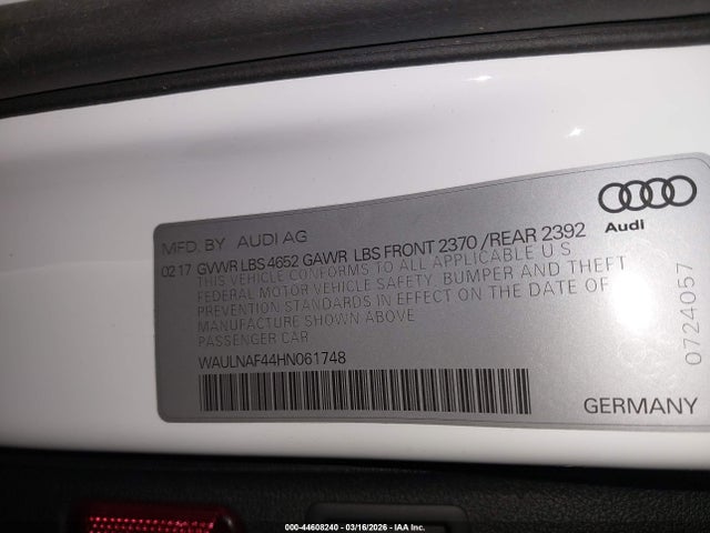 WAULNAF44HN061748 Audi A4 2.0t Premium