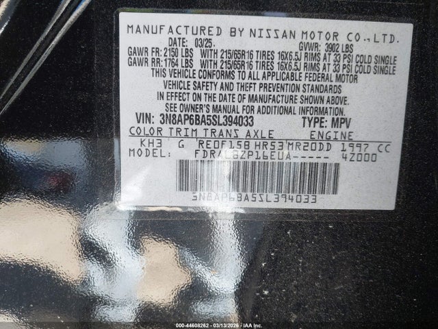 Aukcja sprzedaży 2025 Nissan Kicks S Fwd, vin: 3N8AP6BA5SL394033, numer aukcji: 44608262