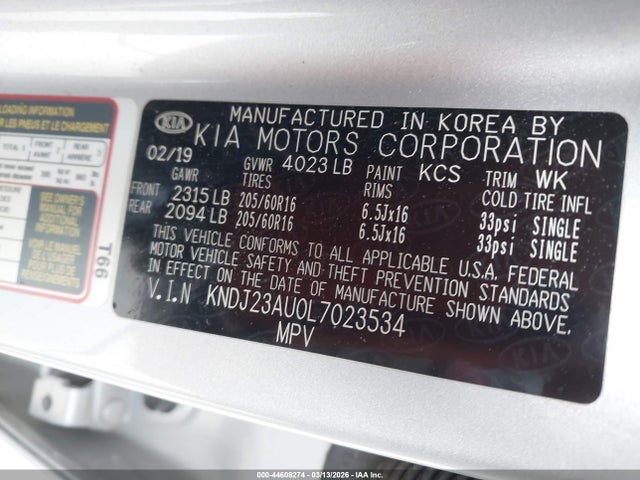 Продажа на аукционе авто 2020 Kia Soul Lx, vin: KNDJ23AU0L7023534, номер лота: 44608274