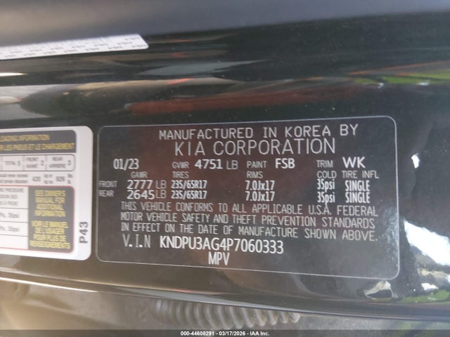 2023 Kia Sportage Hybrid Lx მანქანა იყიდება აუქციონზე, vin: KNDPU3AG4P7060333, აუქციონის ნომერი: 44608291