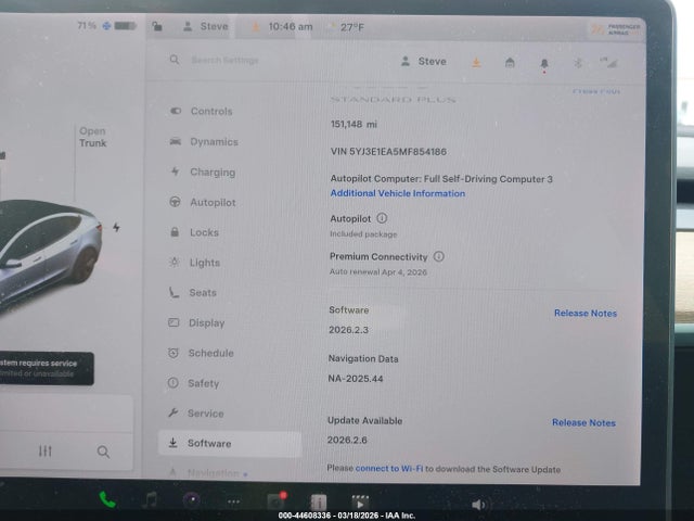 2021 Tesla Model 3 Standard Range Plus Rear-wheel Drive მანქანა იყიდება აუქციონზე, vin: 5YJ3E1EA5MF854186, აუქციონის ნომერი: 44608336