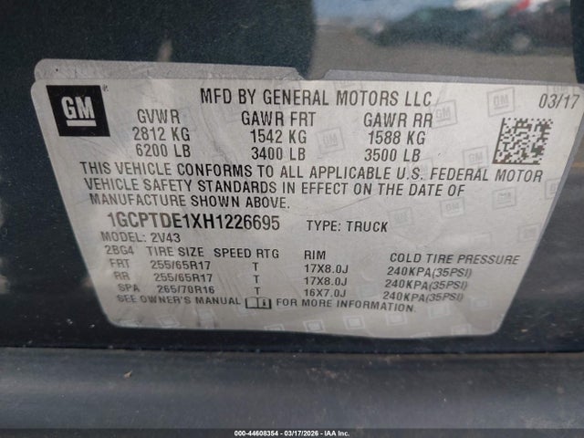 1GCPTDE1XH1226695 Chevrolet Colorado Z71