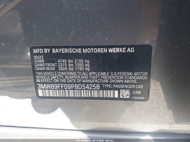 Продаж на аукціоні авто 2023 Bmw 330i Xdrive, vin: 3MW89FF09P8D54258, номер лоту: 44608377
