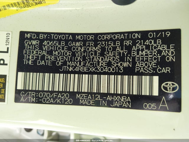 JTNK4RBEXK3040013 Toyota COROLLA SE