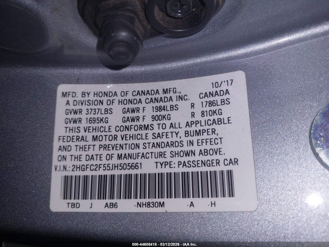 2HGFC2F55JH505661 Honda Civic Lx