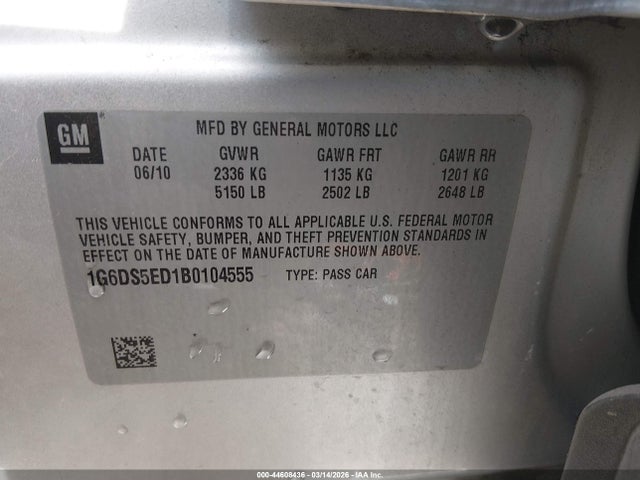 Продажа на аукционе авто 2011 Cadillac Cts Premium, vin: 1G6DS5ED1B0104555, номер лота: 44608436