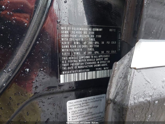 2012 VOLKSWAGEN TIGUAN WVGAV7AX7CW583304 Photo 8