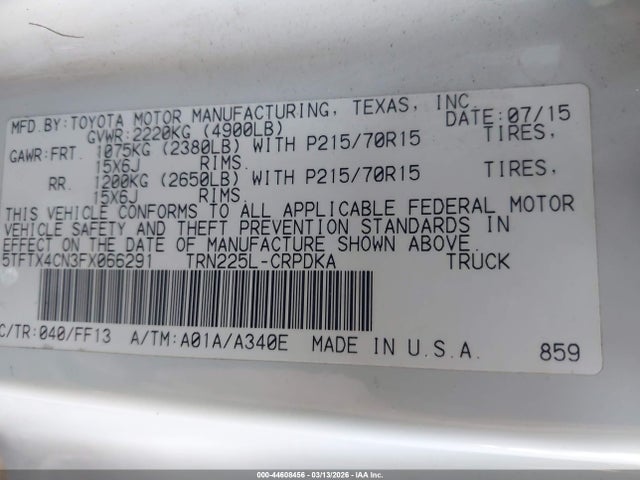 Toyota Tacoma 2015 5TFTX4CN3FX066291 Image 9