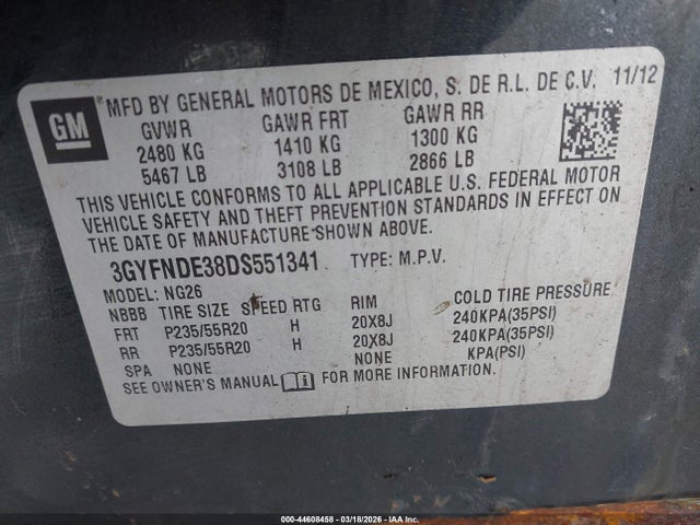 2013 CADILLAC SRX 3GYFNDE38DS551341 Photo 8