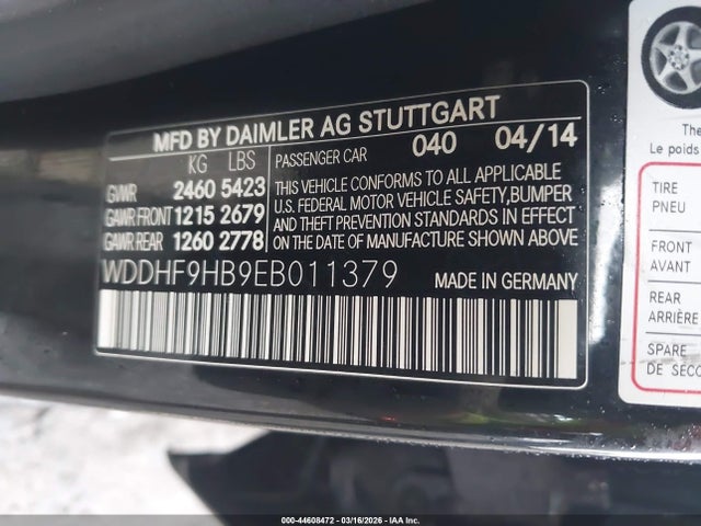 Aukcja sprzedaży 2014 Mercedes-benz E 250 Bluetec 4matic, vin: WDDHF9HB9EB011379, numer aukcji: 44608472