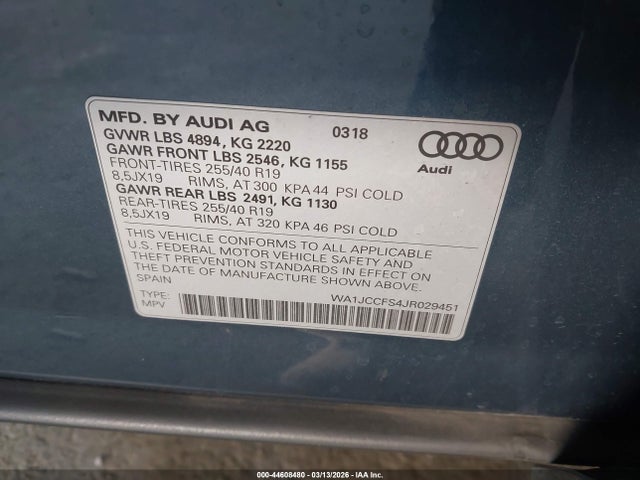 WA1JCCFS4JR029451 Audi Q3 2.0t Premium/2.0t Sport Premium