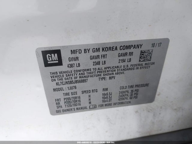 Chevrolet TRAX LS 2018 KL7CJNSB5JB568897 Image 9