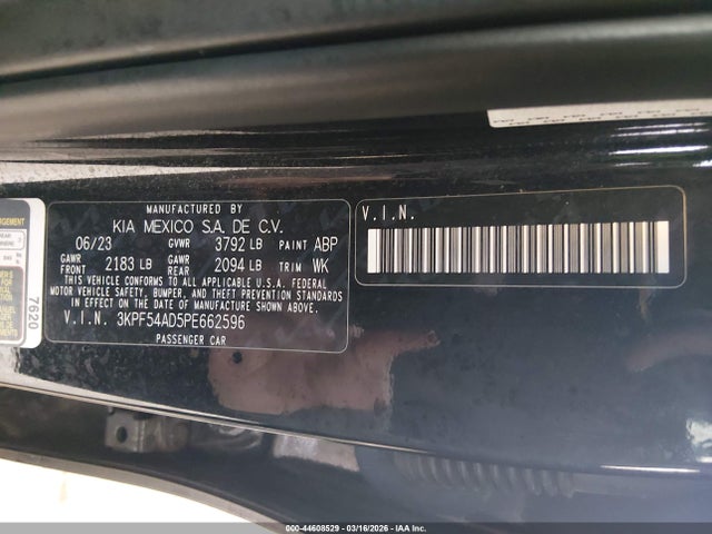 3KPF54AD5PE662596 KIA Forte Gt-line