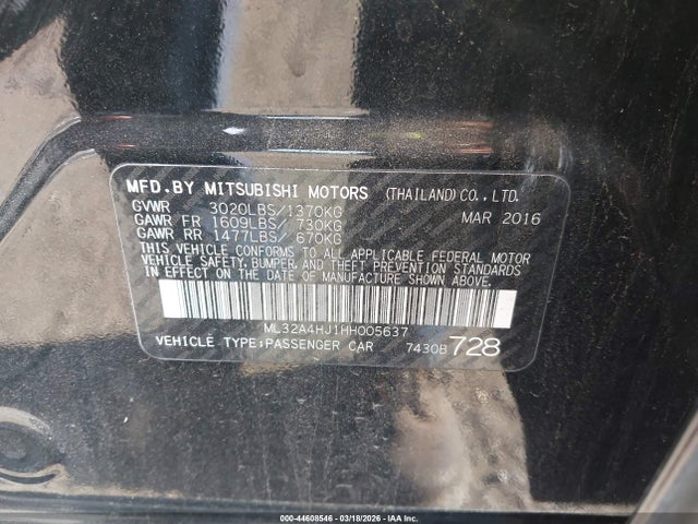 2017 MITSUBISHI MIRAGE ML32A4HJ1HH005637 Photo 8