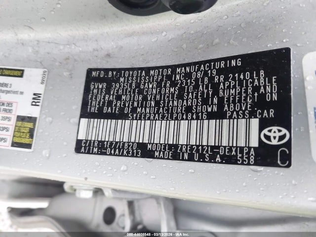 Toyota COROLLA LE 2020 5YFEPRAE2LP048416 Image 9