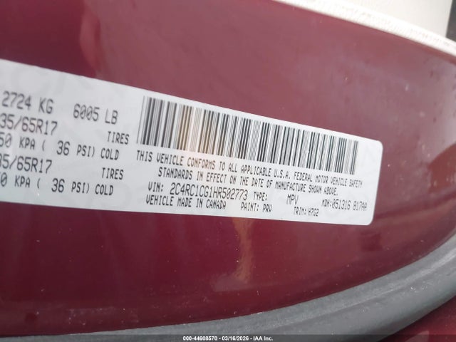 Продаж на аукціоні авто 2017 Chrysler Pacifica Lx, vin: 2C4RC1CG1HR502773, номер лоту: 44608570