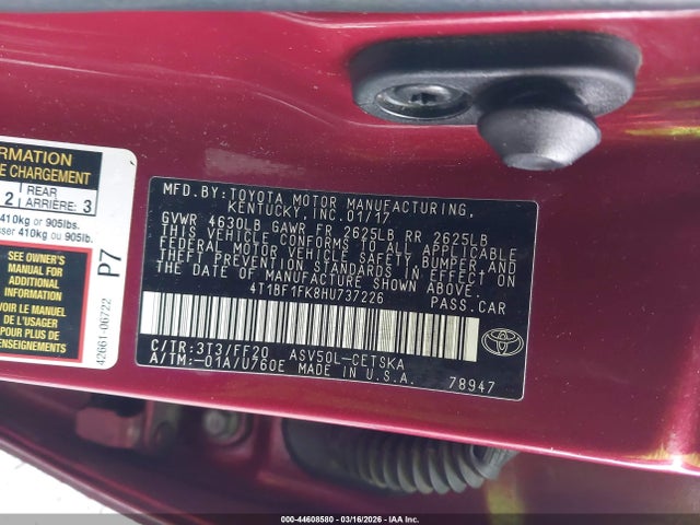 4T1BF1FK8HU737226 Toyota CAMRY SE
