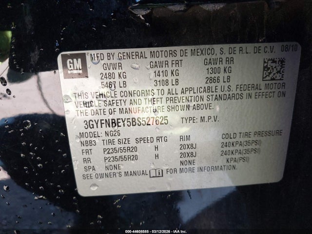 2011 CADILLAC SRX 3GYFNBEY5BS527625 Photo 8