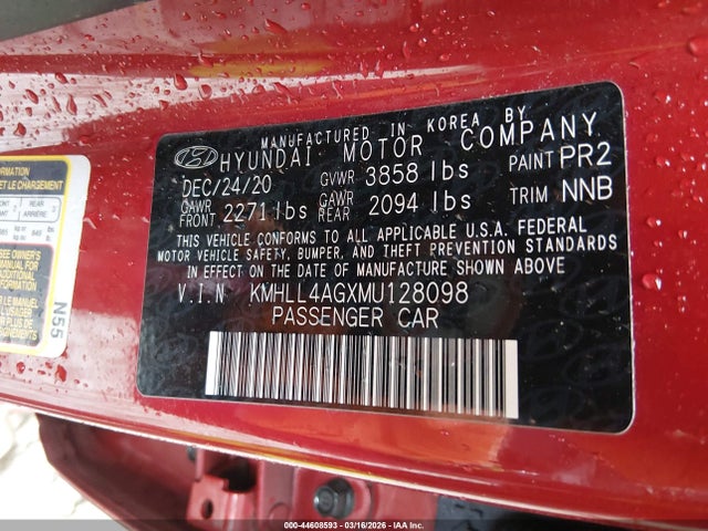 KMHLL4AGXMU128098 Hyundai ELANTRA SE