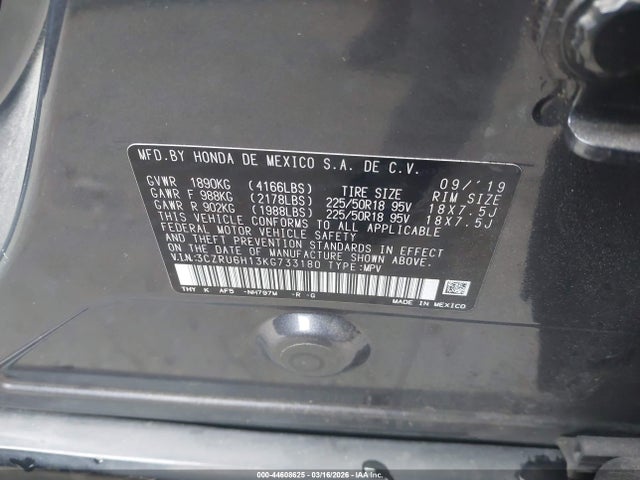 Aukcja sprzedaży 2019 Honda Hr-v Sport, vin: 3CZRU6H13KG733180, numer aukcji: 44608625