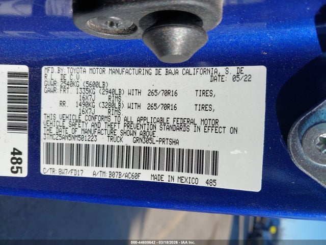 3TMCZ5AN5NM501223 Toyota Tacoma 4wd Trd Off Road