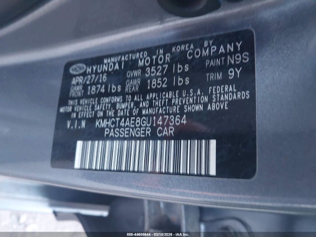Hyundai ACCENT SE 2016 KMHCT4AE8GU147364 Image 9