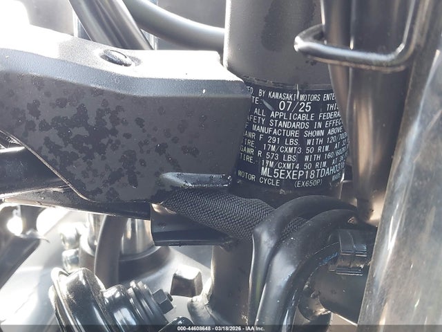 2026 Kawasaki Ex650 P მანქანა იყიდება აუქციონზე, vin: ML5EXEP18TDAH0316, აუქციონის ნომერი: 44608648