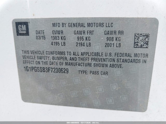 1G1PG5SB3F7230629 Chevrolet CRUZE LTZ