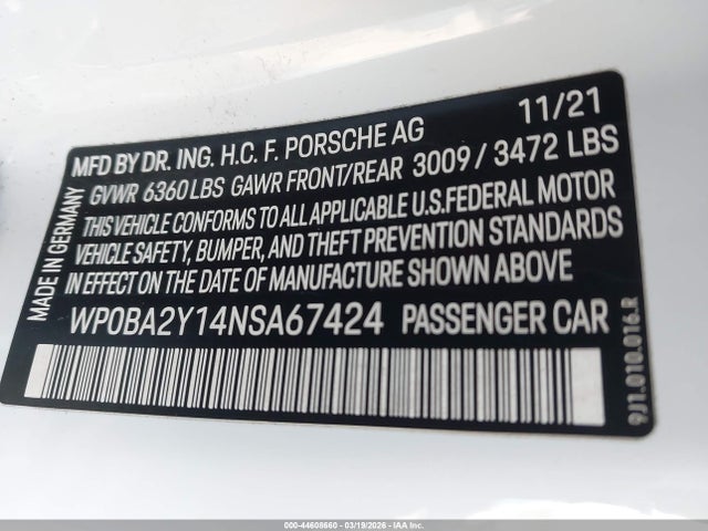 2022 PORSCHE TAYCAN CROSS TURISMO WP0BA2Y14NSA67424 Photo 8