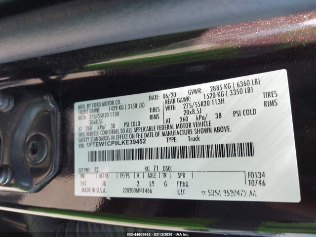 1FTEW1CP9LKE39452 Ford F-150 Xl