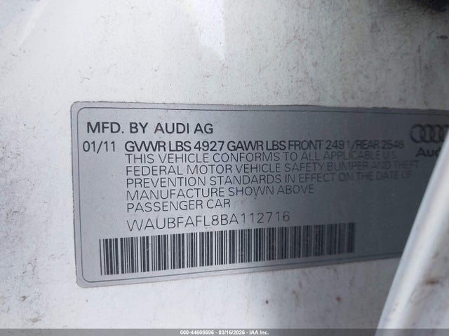 2011 AUDI A4 WAUBFAFL8BA112716 Photo 8