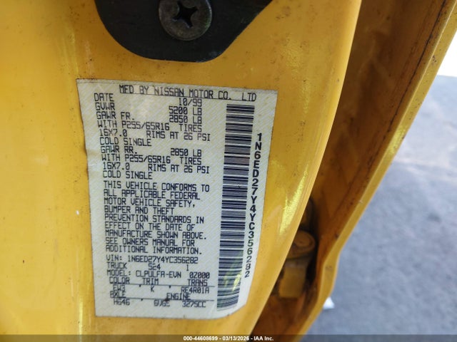 2000 NISSAN FRONTIER 1N6ED27Y4YC356282 Photo 8