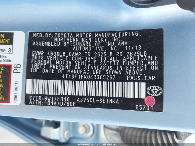 Toyota CAMRY LE 2014 4T4BF1FK0ER365267 Image 9