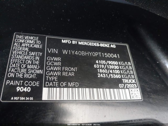 W1Y40BHY0PT150041 Mercedes-Benz Sprinter 2500 Standard Roof 4-cyl Gas