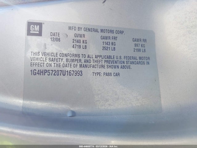 Продажа на аукционе авто 2007 Buick Lucerne Cx, vin: 1G4HP57207U167993, номер лота: 44608774