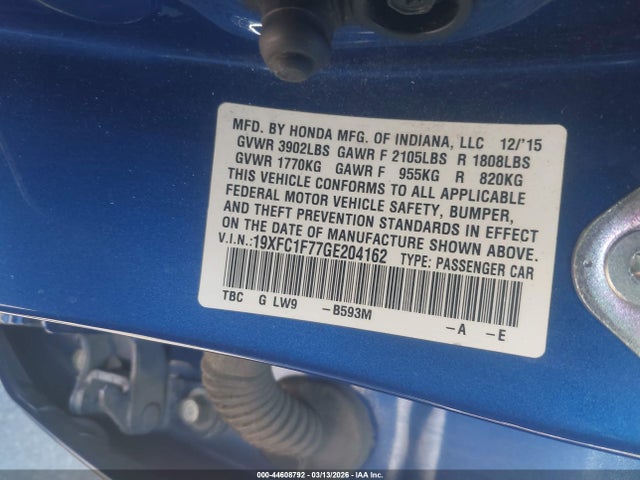 Honda Civic Ex-l 2016 19XFC1F77GE204162 Image 9