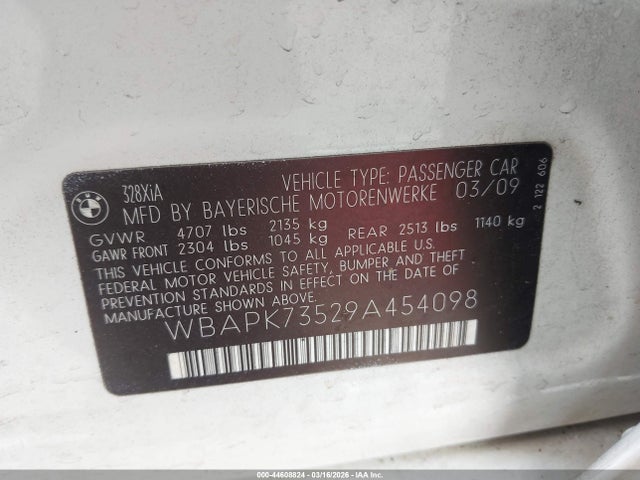 Продажа на аукционе авто 2009 Bmw 328i Xdrive, vin: WBAPK73529A454098, номер лота: 44608824