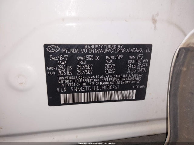 5NMZTDLB0JH080761 Hyundai Santa Fe Sport 2.4l