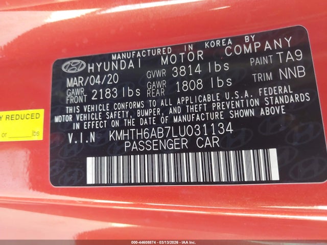 2020 HYUNDAI VELOSTER KMHTH6AB7LU031134 Photo 8