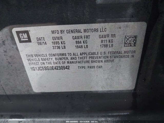 1G1JC5SG0E4230942 Chevrolet Sonic Lt Auto