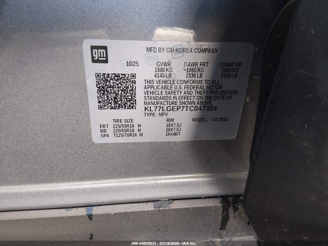 KL77LGEP7TC047384 Chevrolet Trax Fwd 1rs