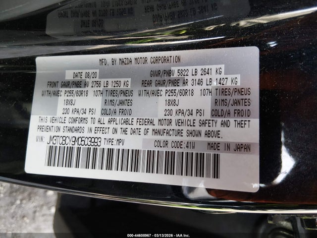 Продаж на аукціоні авто 2021 Mazda Cx-9 Touring, vin: JM3TCBCY9M0503993, номер лоту: 44608967