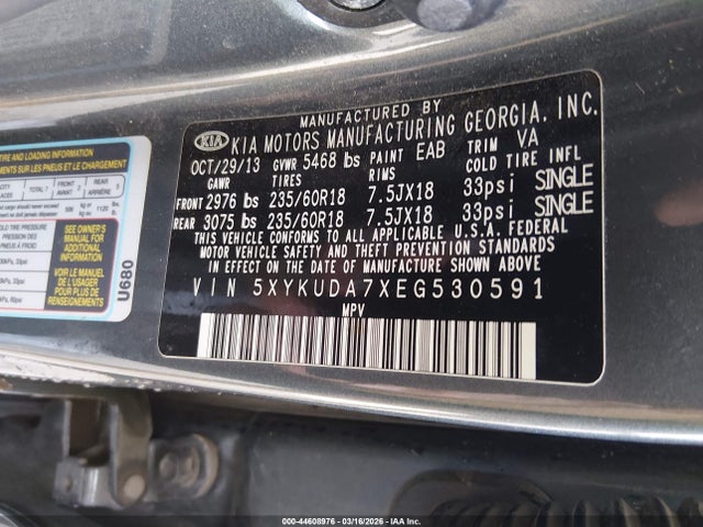 5XYKUDA7XEG530591 KIA Sorento Ex V6